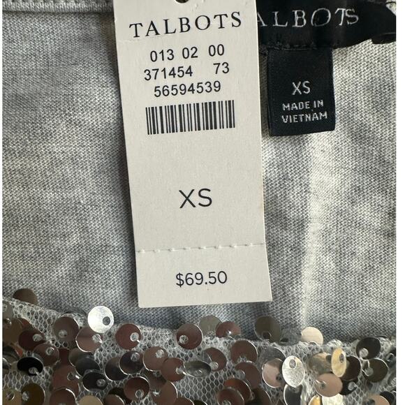 Talbots Silver Sequin XS NWT Gray Stretch Cotton Tank Top - Picture 2 of 8